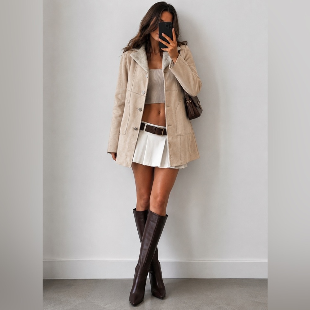 Vintage Penny Lane Coat Vintage Sherpa Coat Cream Shearling Style Long Coat